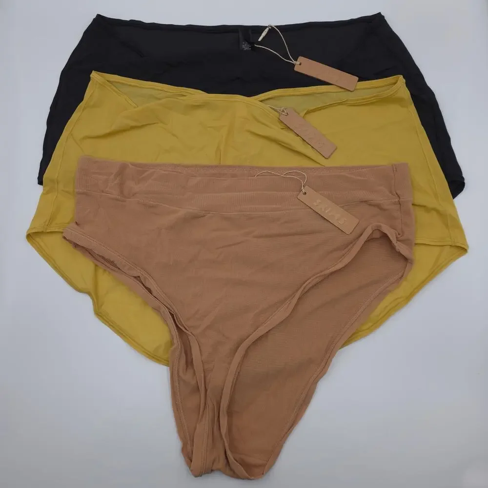 Skims Bundle of Three Panties Boy Short Cheeky Brief Onyx Topaz Ochre Size 4X